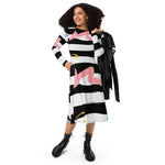 Stripped  long sleeve midi dress