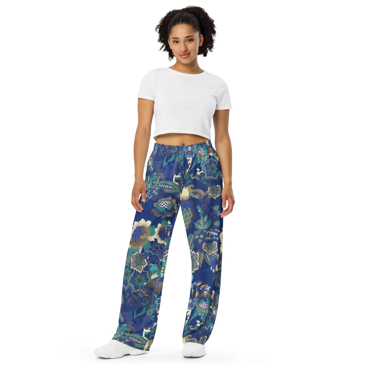 Elegant Blue Multi wide-leg pants