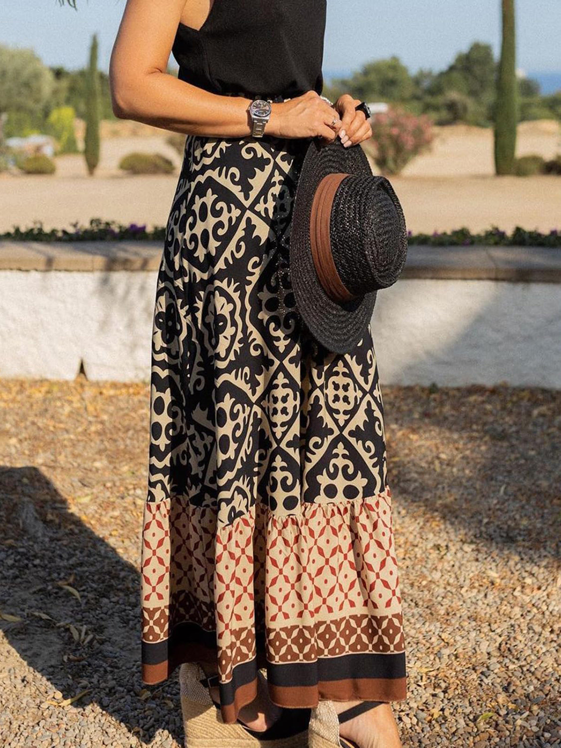 Geometric maxi shops skirt