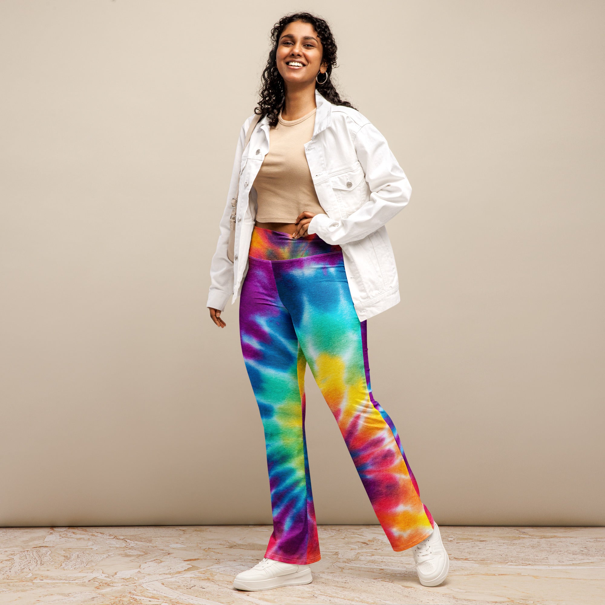 Tie fashion dye bell bottom leggings