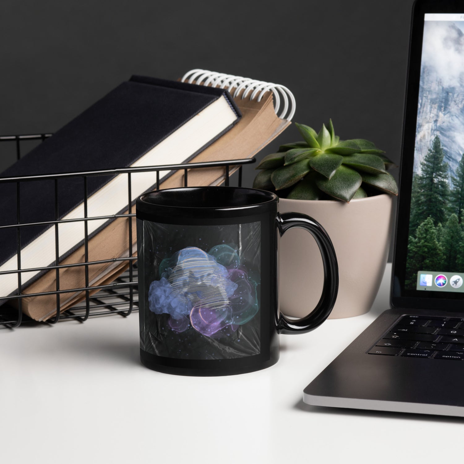 Skeleton Head Black Glossy Mug