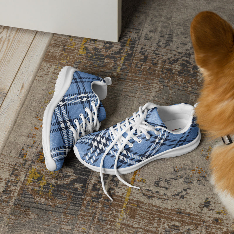 Blue Plaid Men’s Athletic Shoes