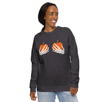 Pumpkin and Skeleton organic raglan sweatshirt