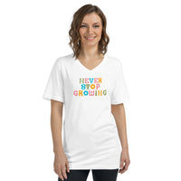 Never Stop Growing  Short Sleeve V-Neck T-Shirt