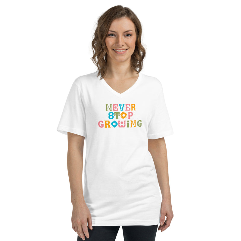 Never Stop Growing  Short Sleeve V-Neck T-Shirt