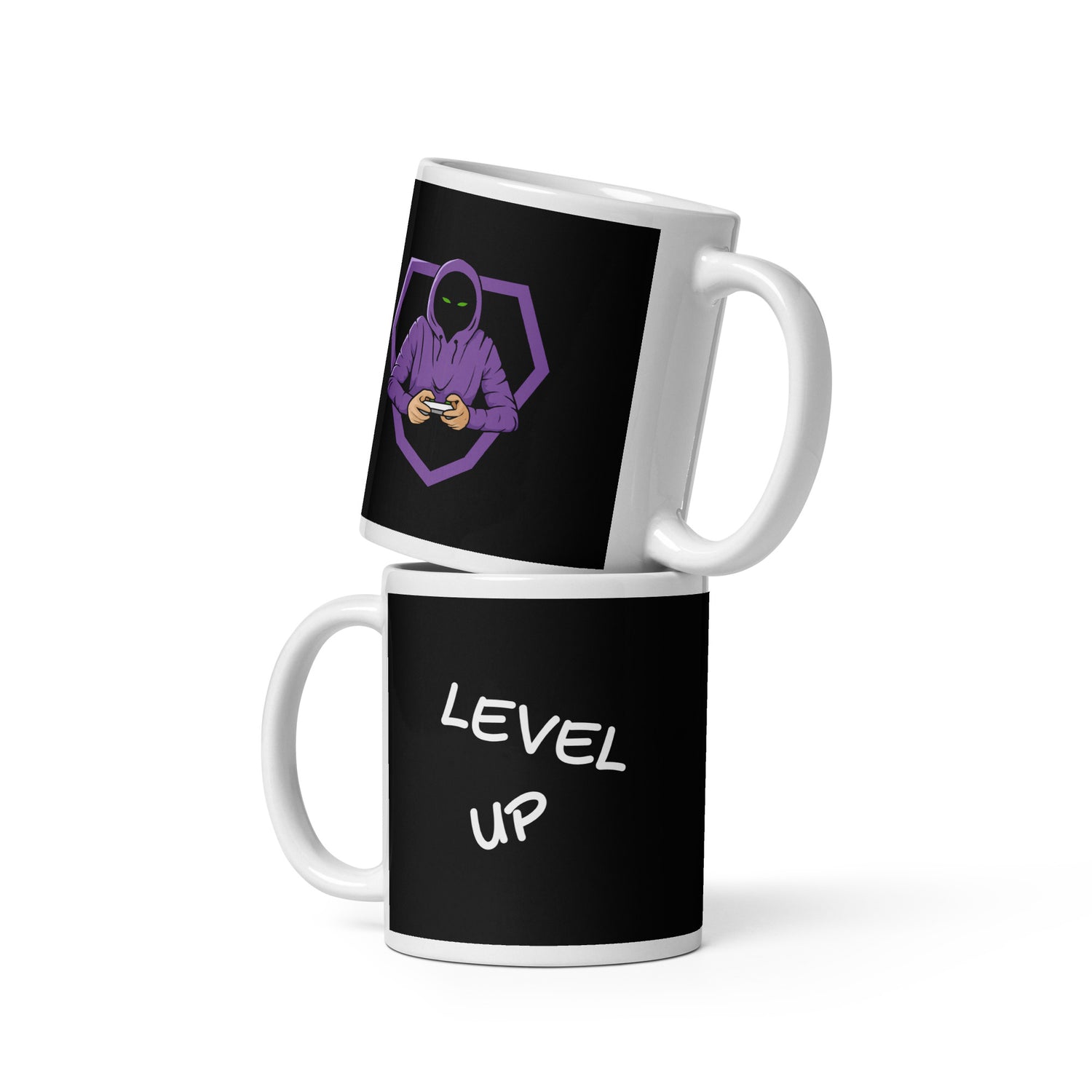 Level Up White glossy mug