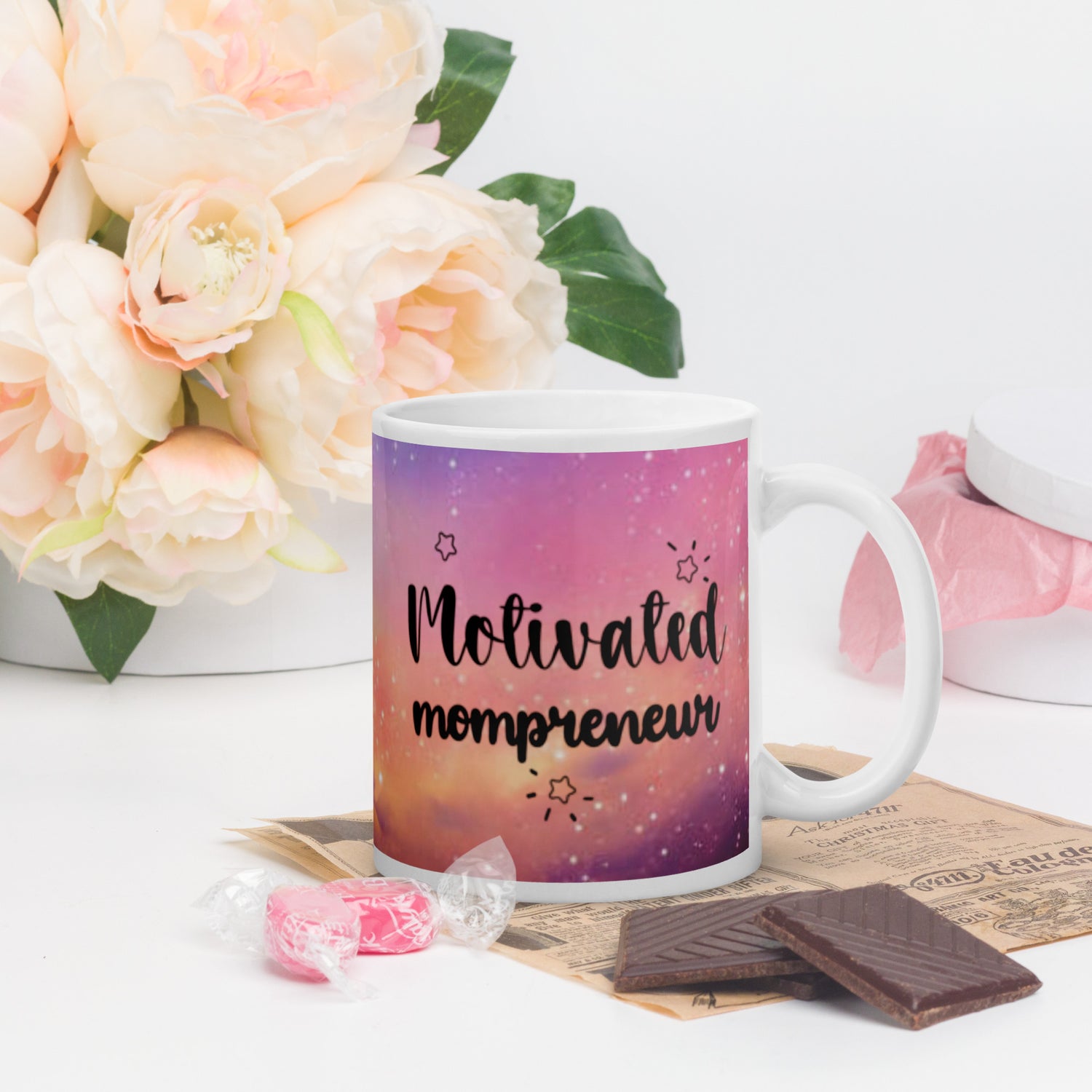 Motivated Mompreneur White glossy mug