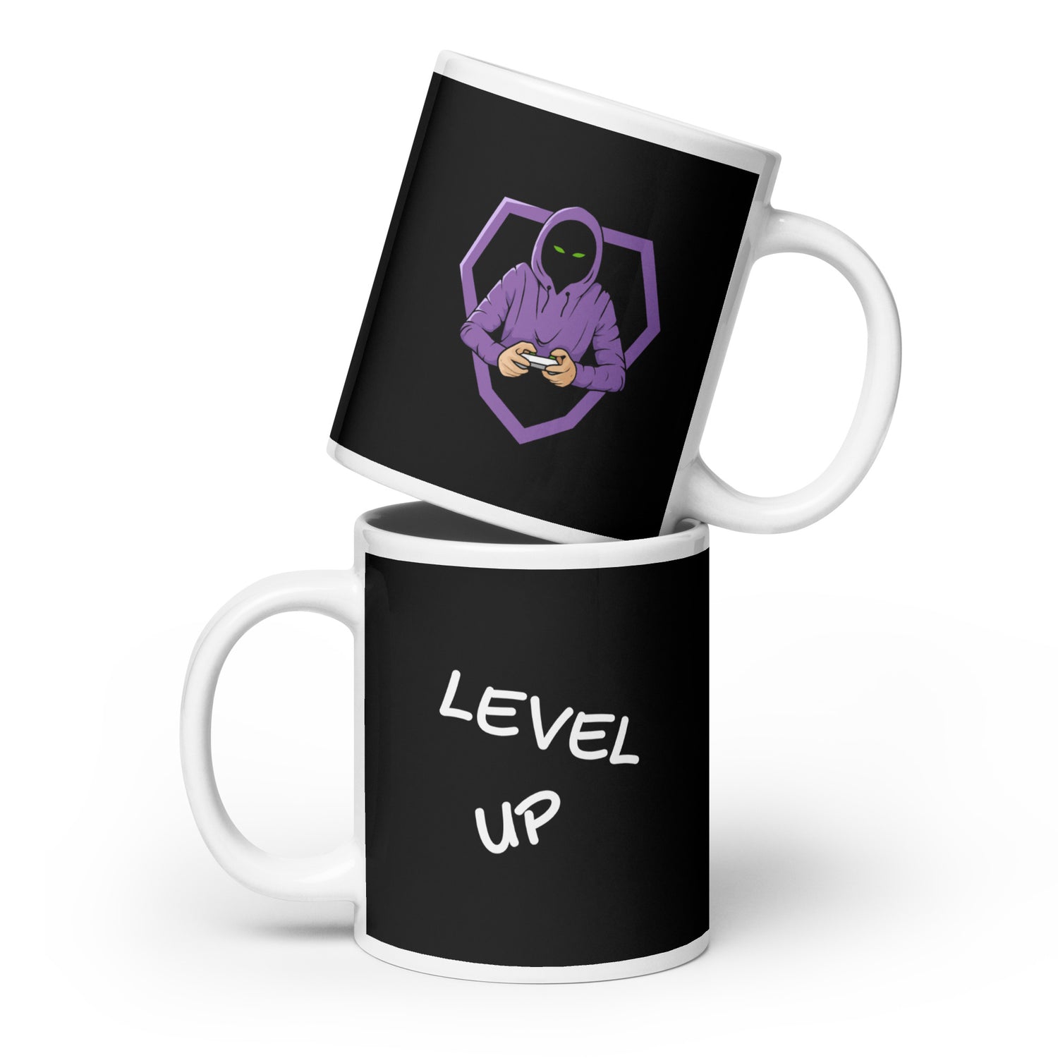 Level Up White glossy mug