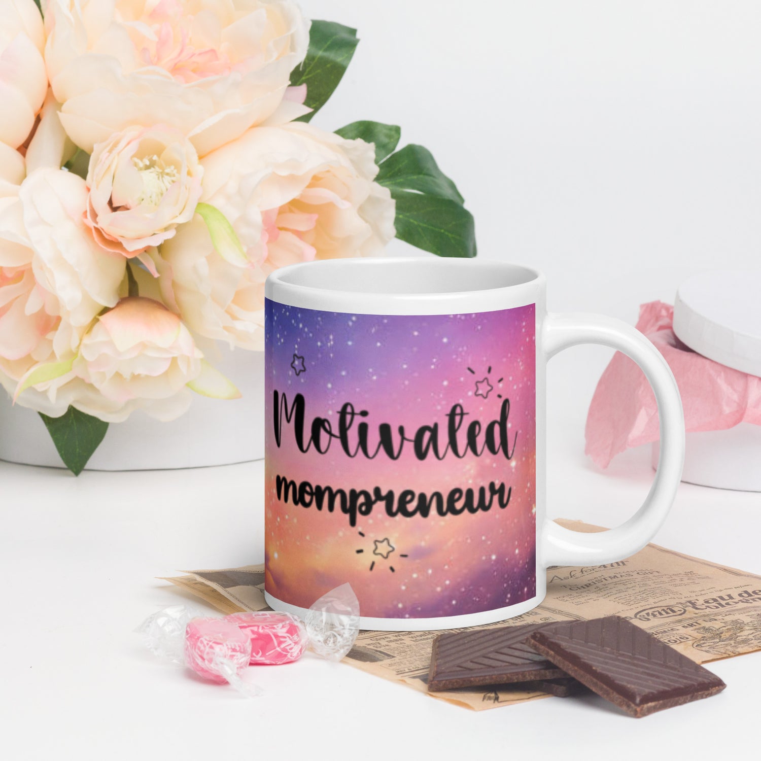 Motivated Mompreneur White glossy mug