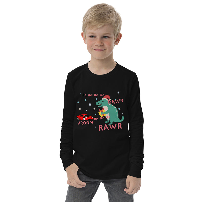 A Dino & Sports Car Christmas long sleeve tee