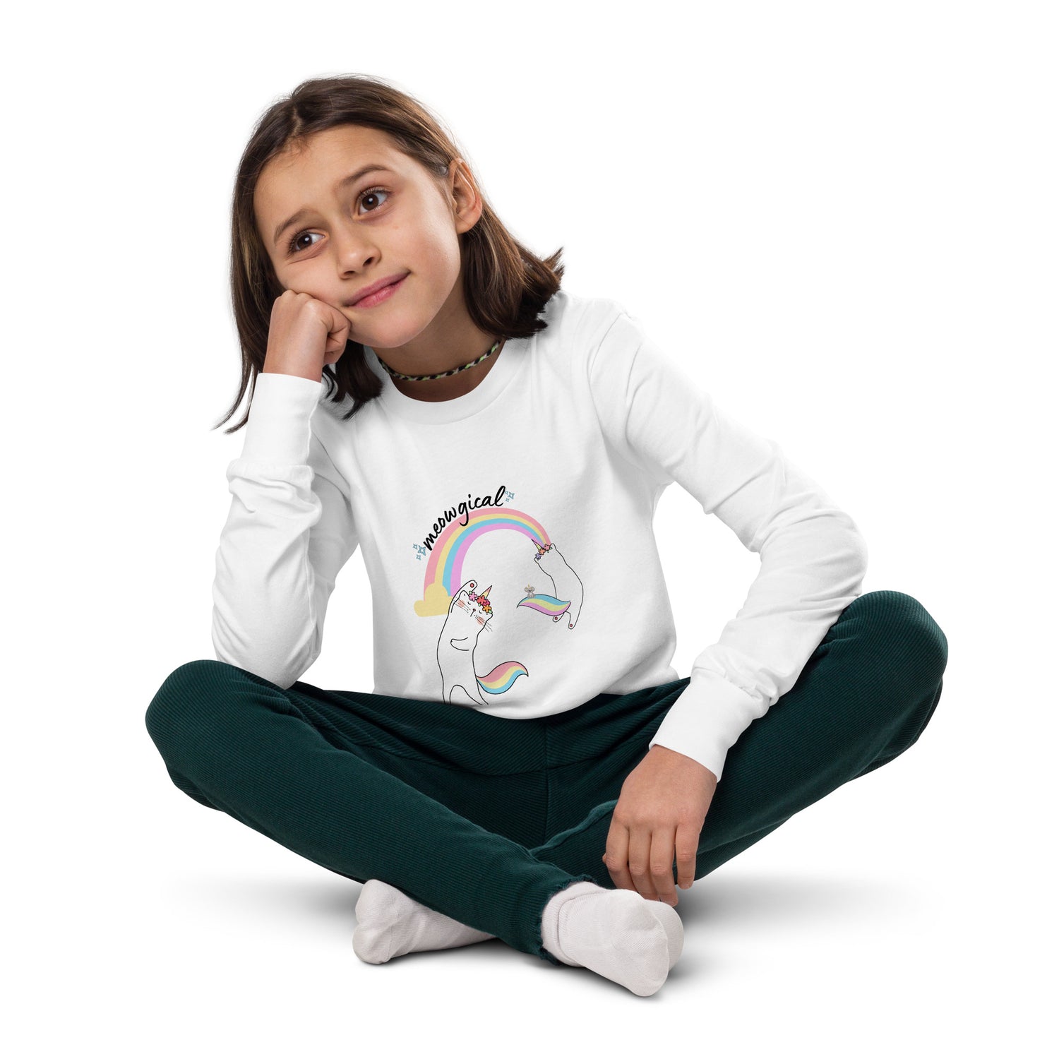 Magical Unicorn Kitty Youth Long Sleeve Tee