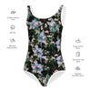 Black Floral Little Kids Swimsuit