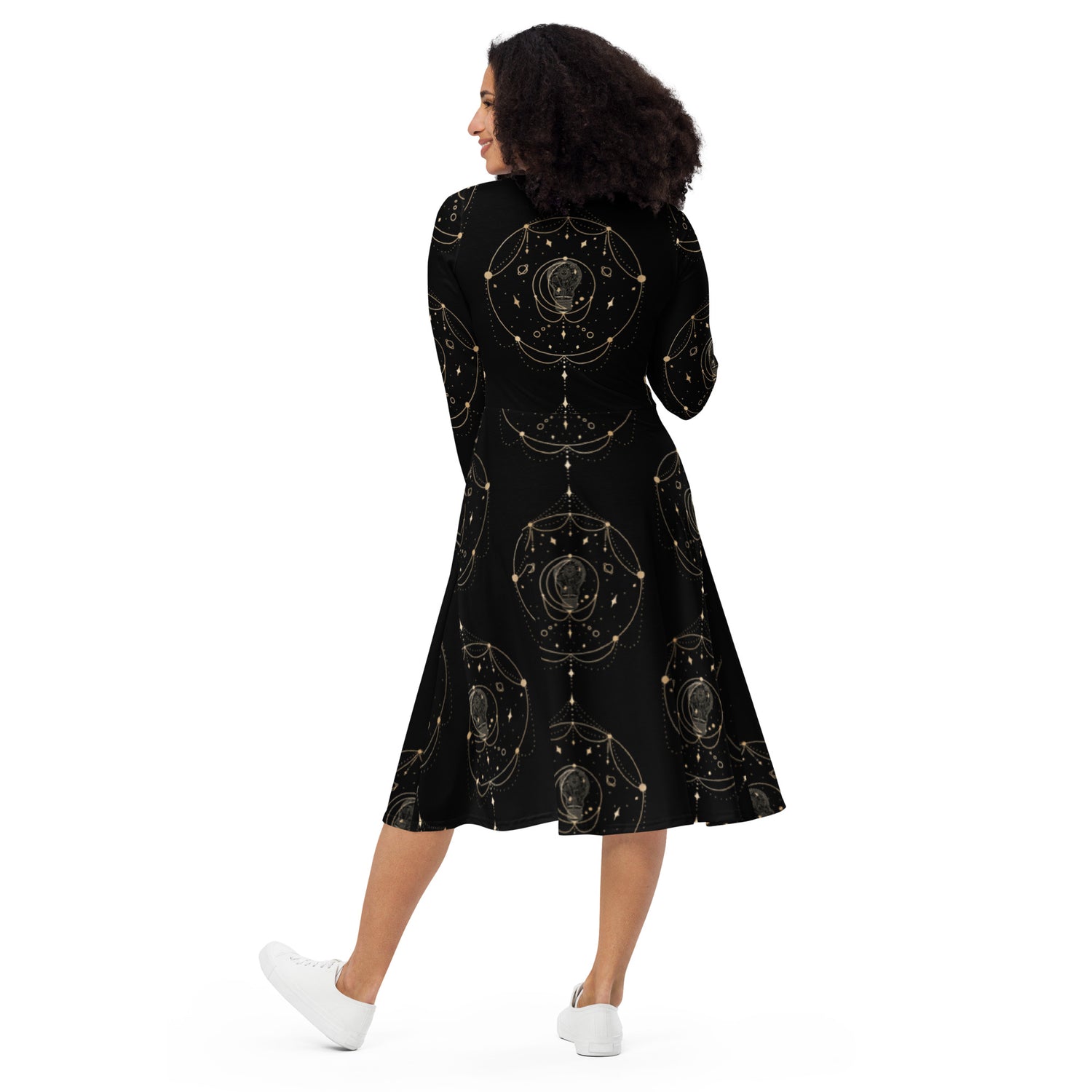 Celestial long sleeve midi dress