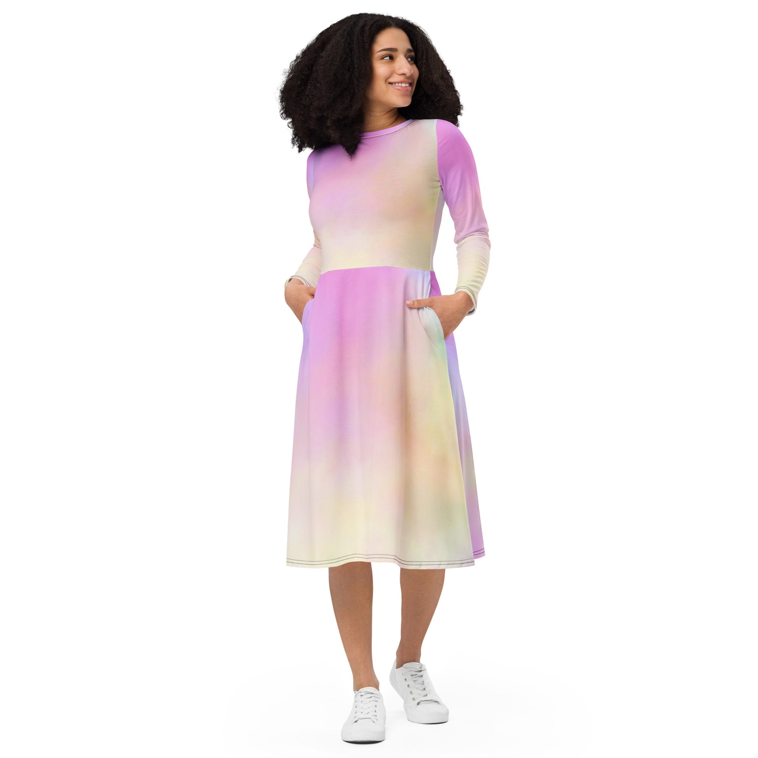 Tie Dye long sleeve midi dress