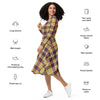 Yellow Plaid long sleeve midi dress