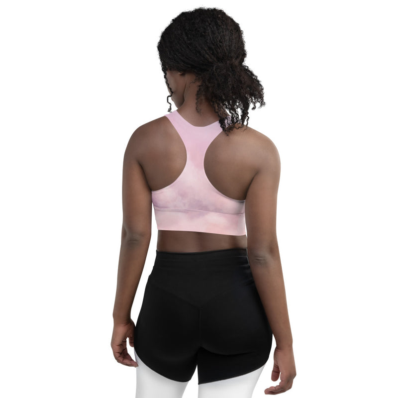 Pink Cloudy Sky Longline sports bra