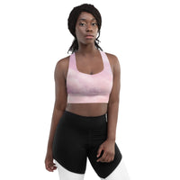 Pink Cloudy Sky Longline sports bra