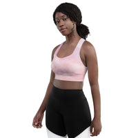 Pink Cloudy Sky Longline sports bra