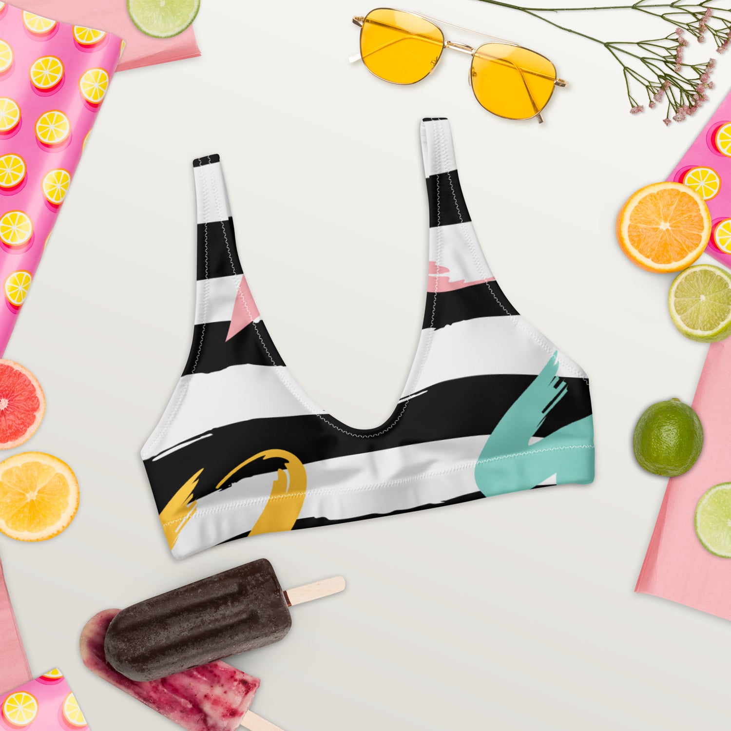 Stripped Recycled padded bikini top