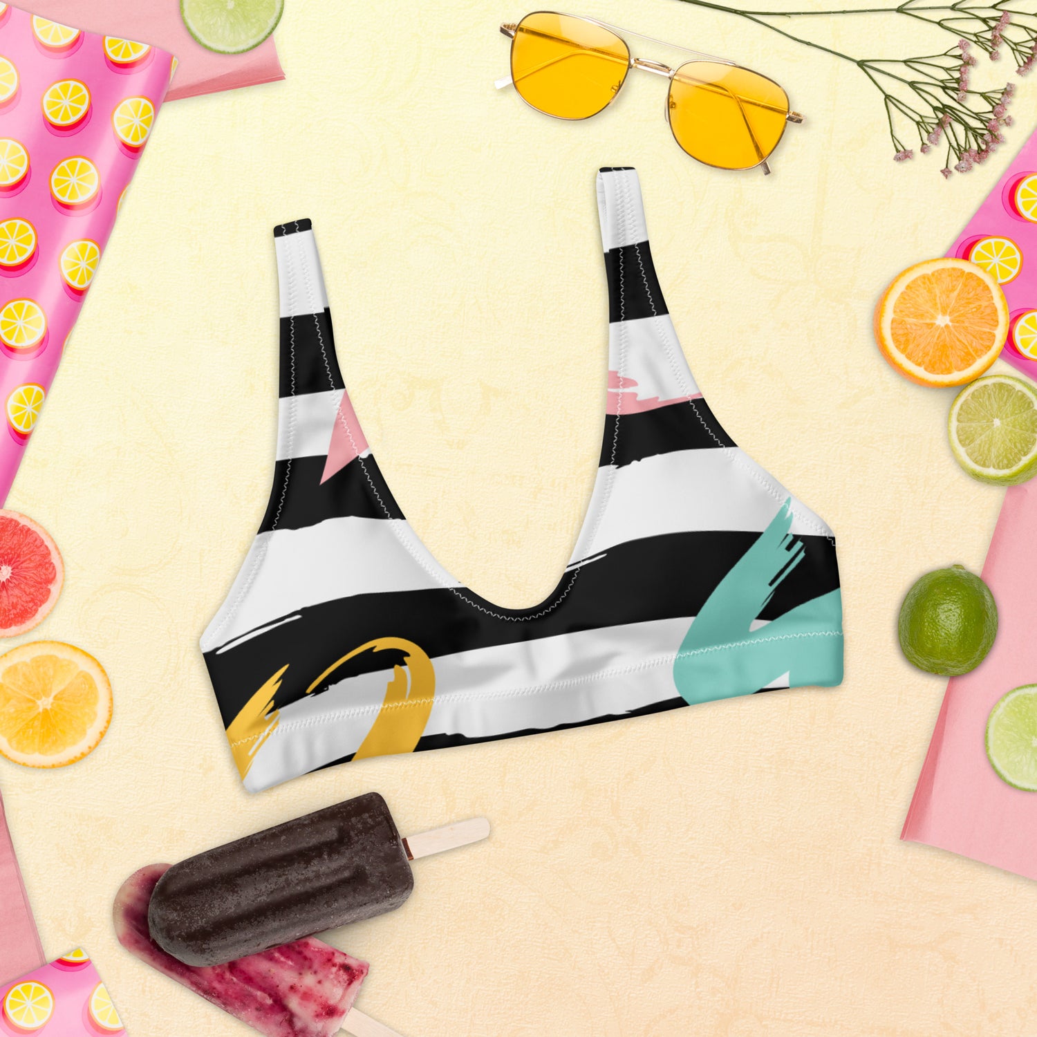 Stripped Recycled padded bikini top