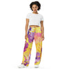 Yellow Floral print wide-leg pants