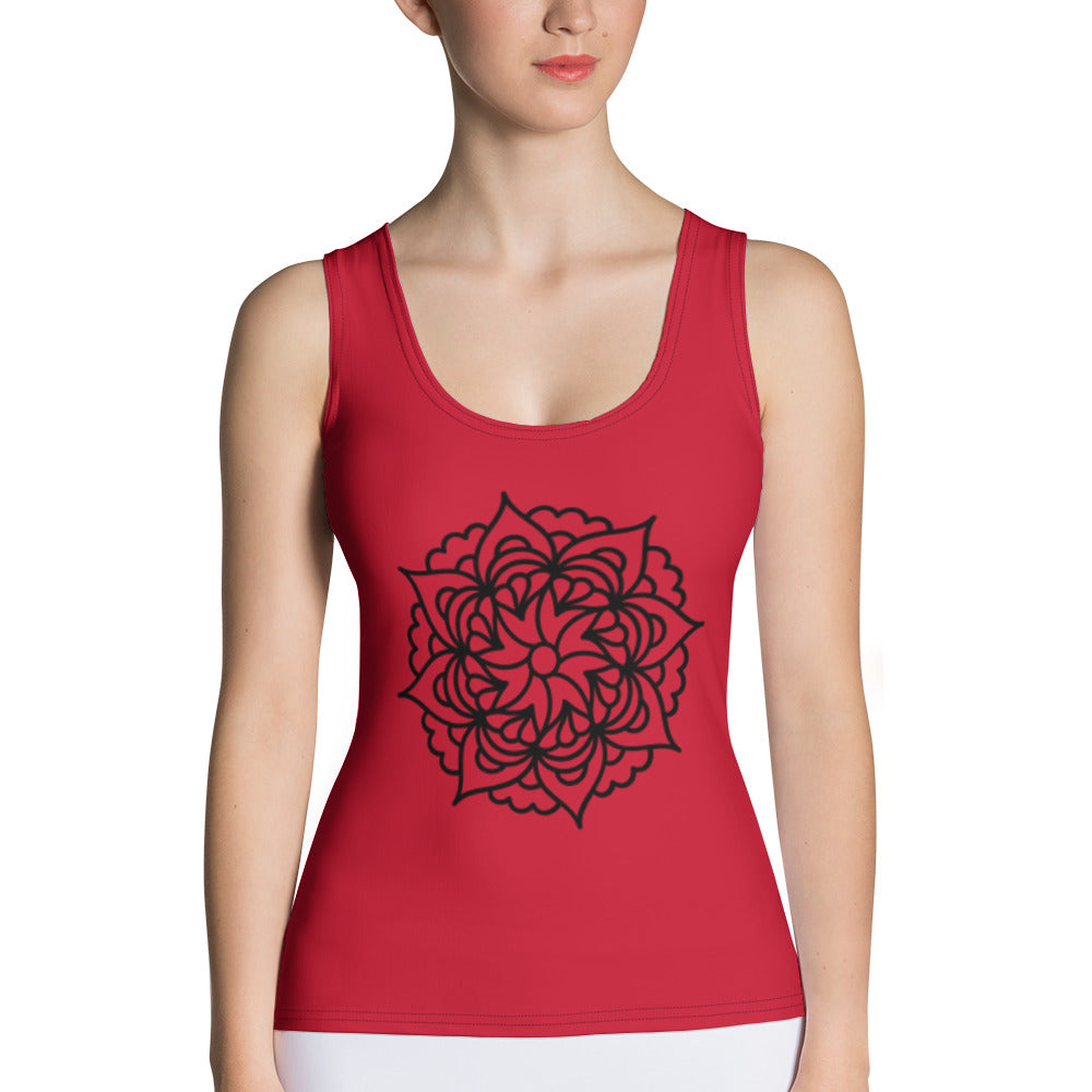Mandala Red Tank Top