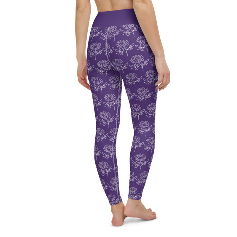 Purple Flower Yoga Leggings