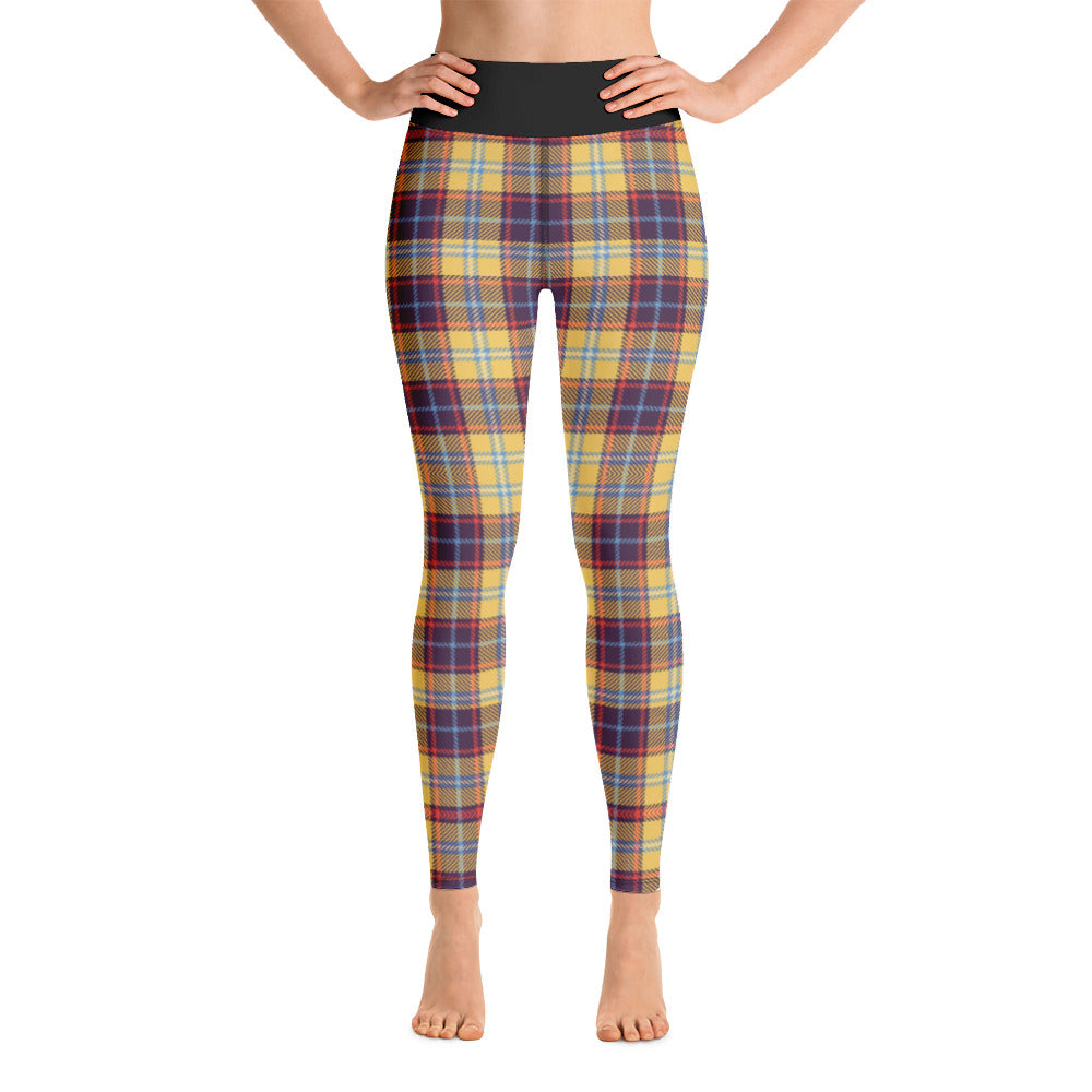 Yellow Multi Plaid Yoga Leggings