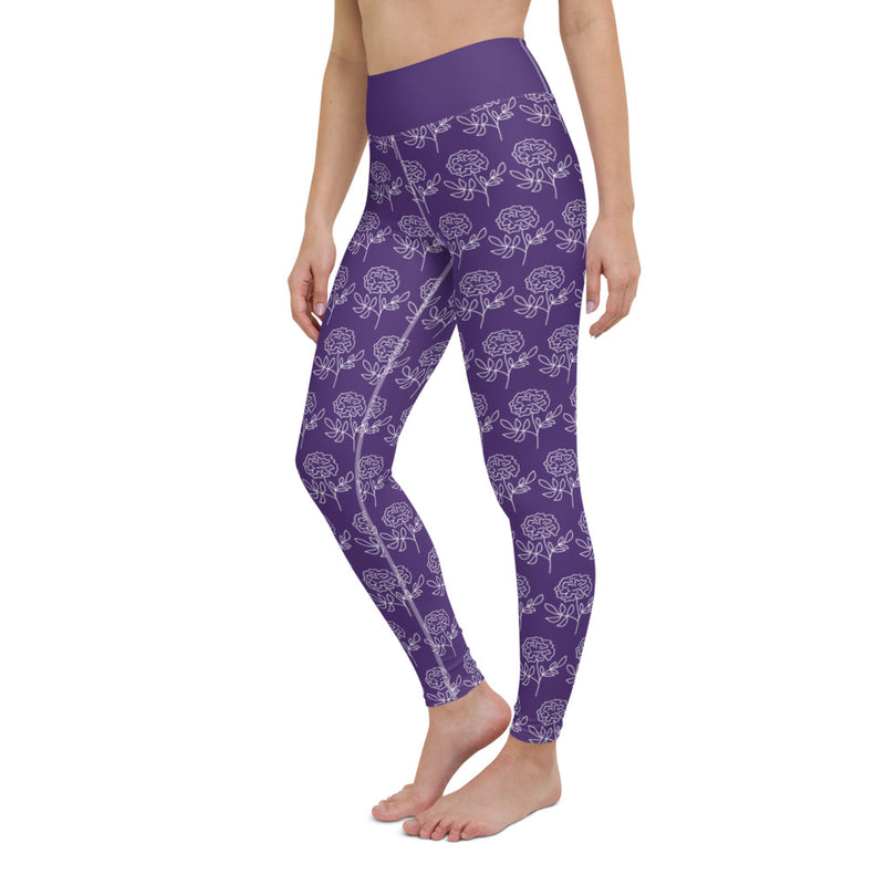 Purple Flower Yoga Leggings