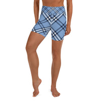 Momma Koala Blue Plaid Yoga Shorts