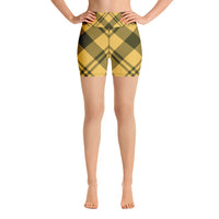 Momma Koala Yellow Plaid Yoga Shorts