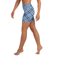 Momma Koala Blue Plaid Yoga Shorts