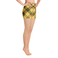 Momma Koala Yellow Plaid Yoga Shorts