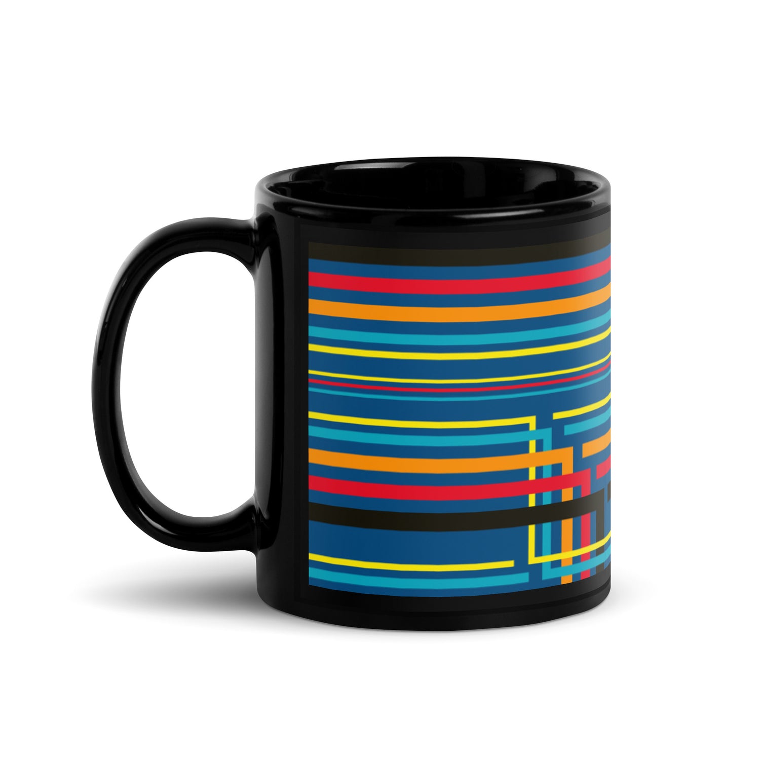 Multi Line Black Glossy Mug