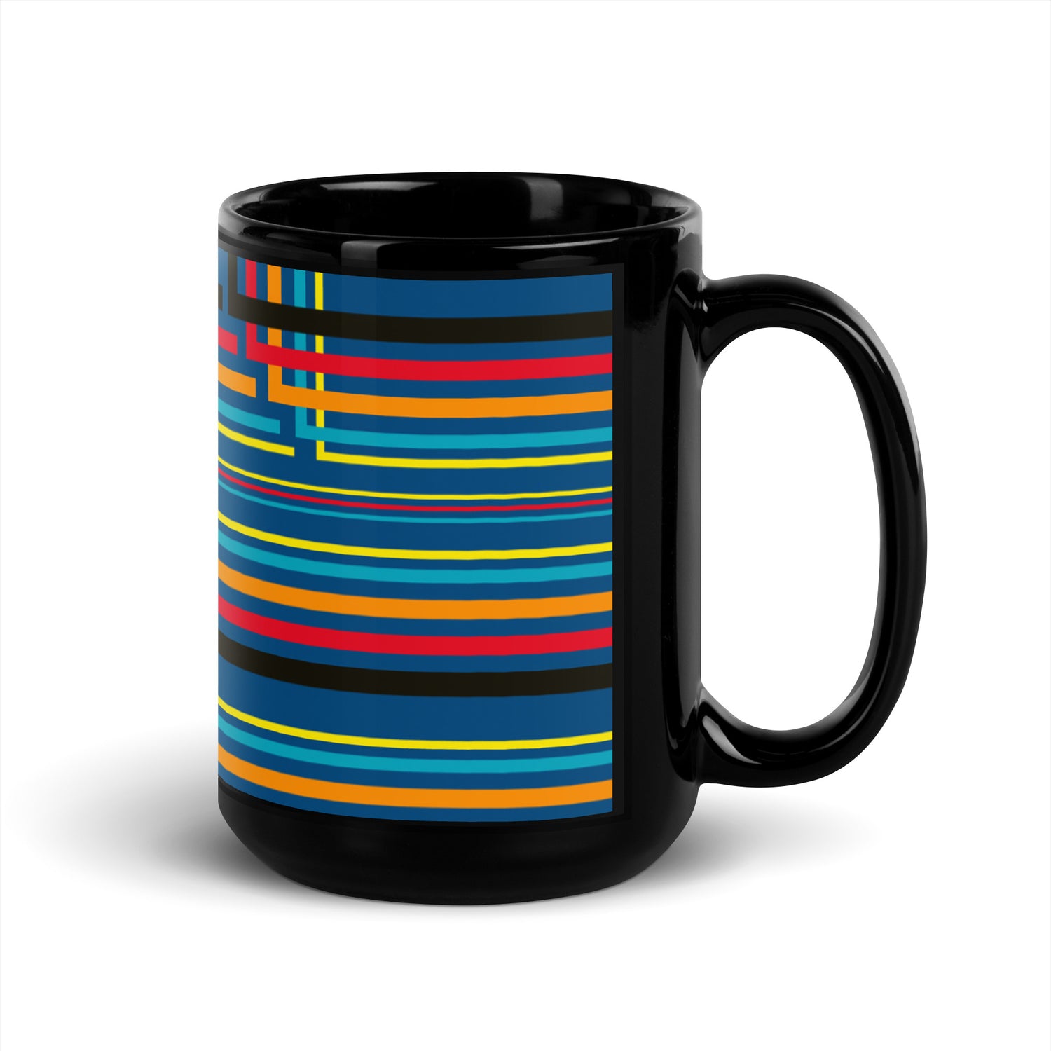 Multi Line Black Glossy Mug