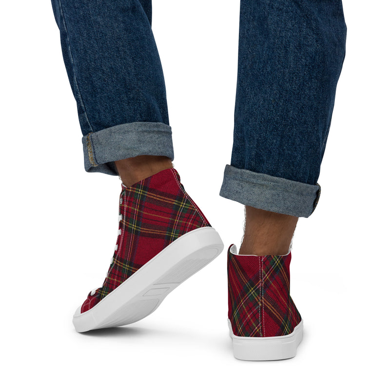 Christmas Plaid Men’s high top canvas shoes