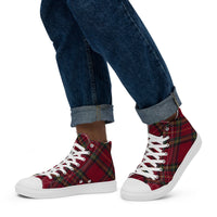 Christmas Plaid Men’s high top canvas shoes