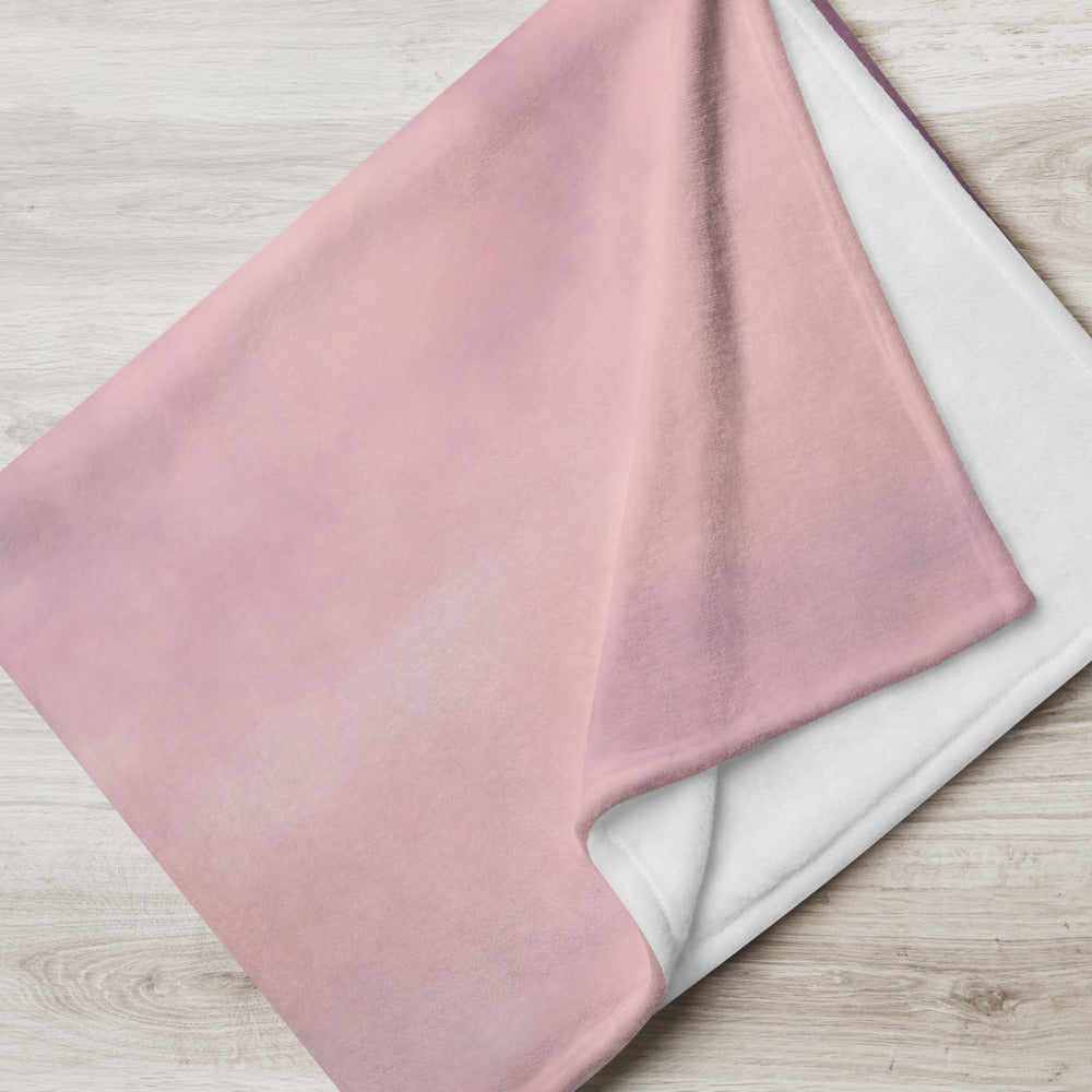 Pink Cloudy Sky Throw Blanket
