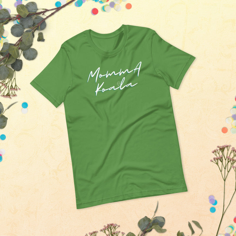 Momma Koala Cursive Design T Shirt