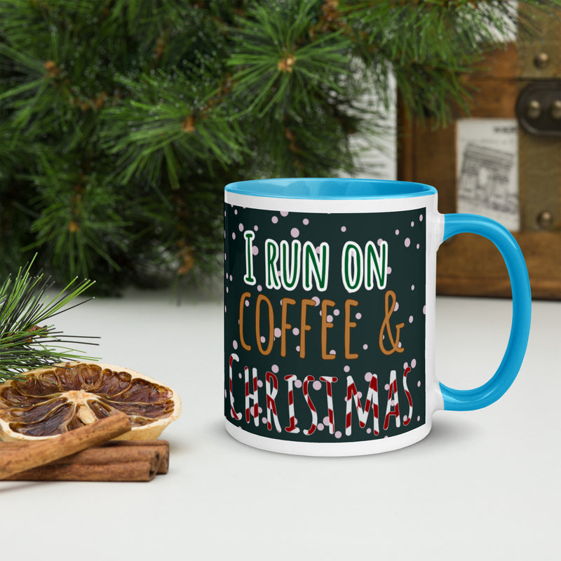 I Run On Coffee & Christams Mug with Color Inside